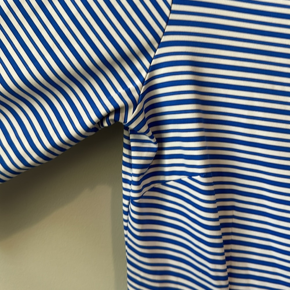 J McLaughlin Stretchy Striped Blue and White boatneck  Dress M - Picture 4 of 9